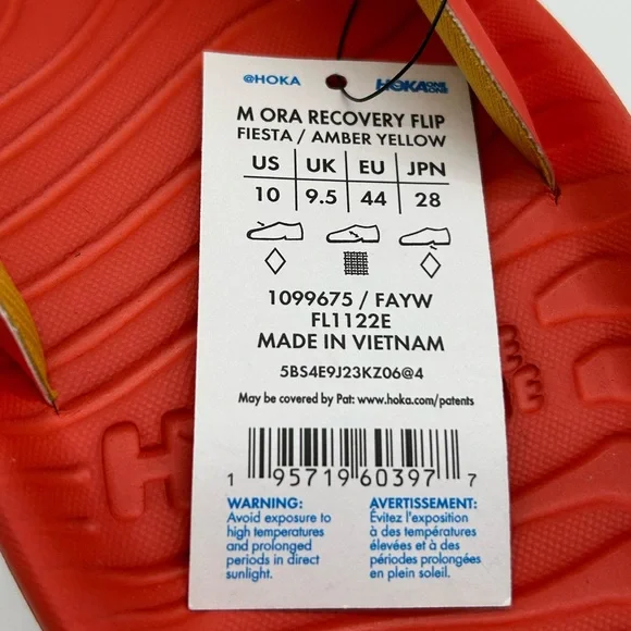 HOKA Ora Recovery Flip Fiesta Amber Yellow Men’s Size 10 Comfort Sandals NWT